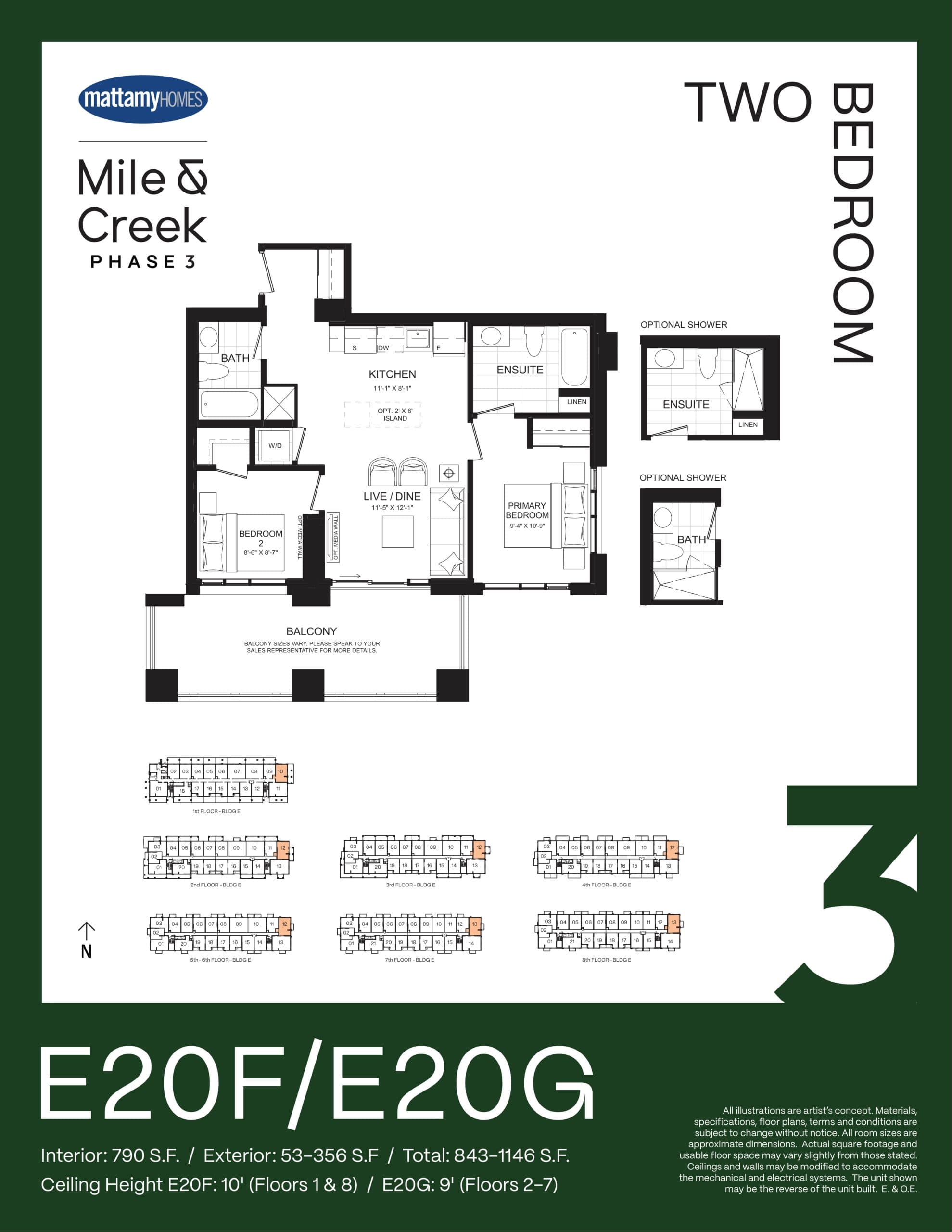 E20F/E20G Floor Plan at Mile & Creek Condos Phase 3 - 790 sq.ft
