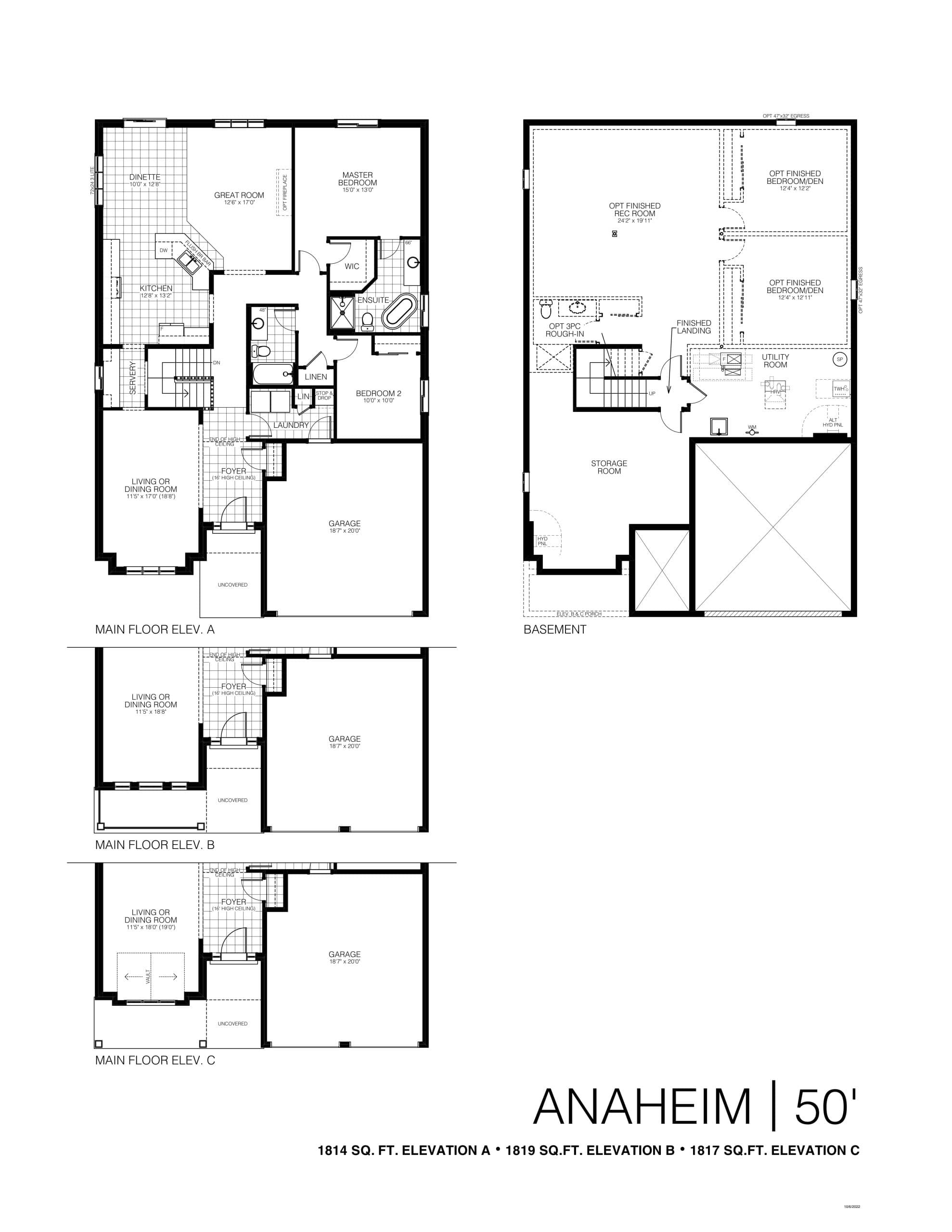 Anaheim Floor Plan at Westwoods on the Creek - 1814 sq.ft