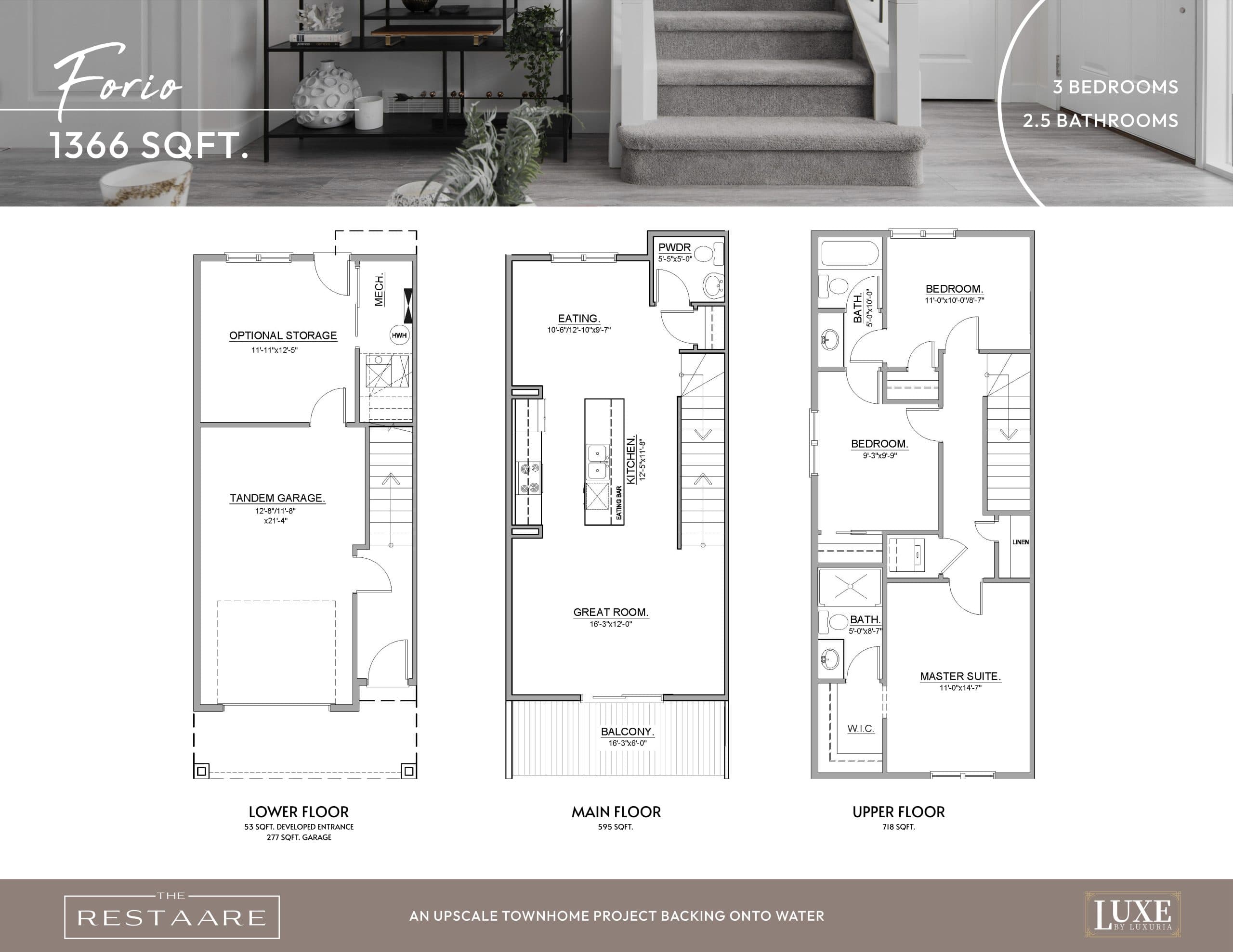 Forio Floor Plan at The Restaare in Belmont Towns - 1366 sq.ft