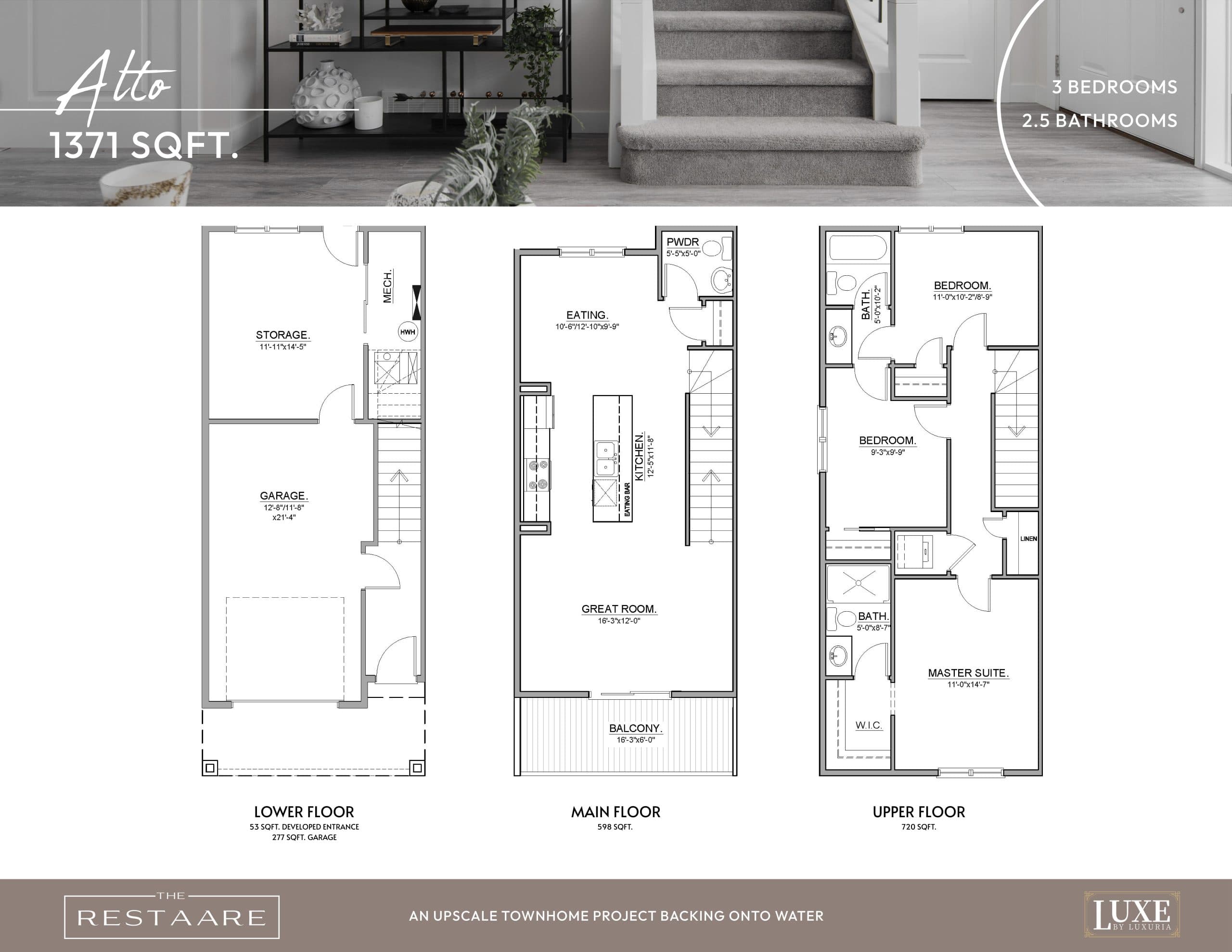 Alto Floor Plan at The Restaare in Belmont Towns - 1371 sq.ft