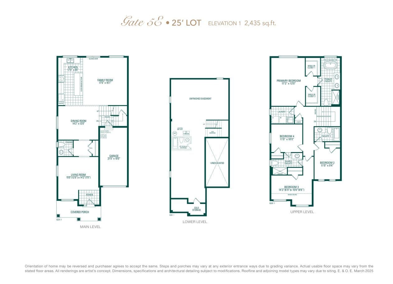 Gate 5E Floor Plan at Triple Crown Estates by Greenpark Group - 2435 sq.ft