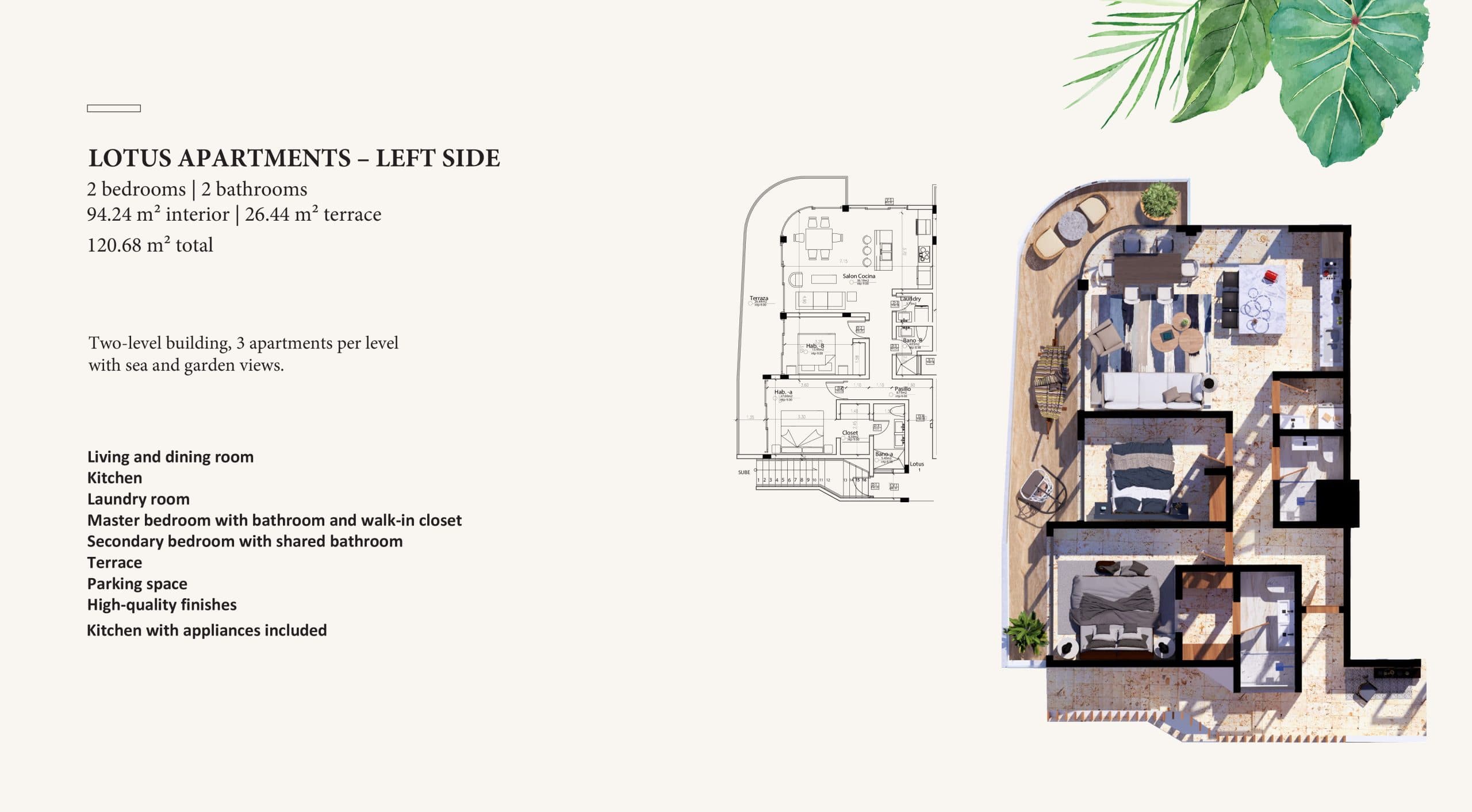 Lotus (A1) - Left Side Floor Plan at Annabella Hill Condos - 1014 sq.ft