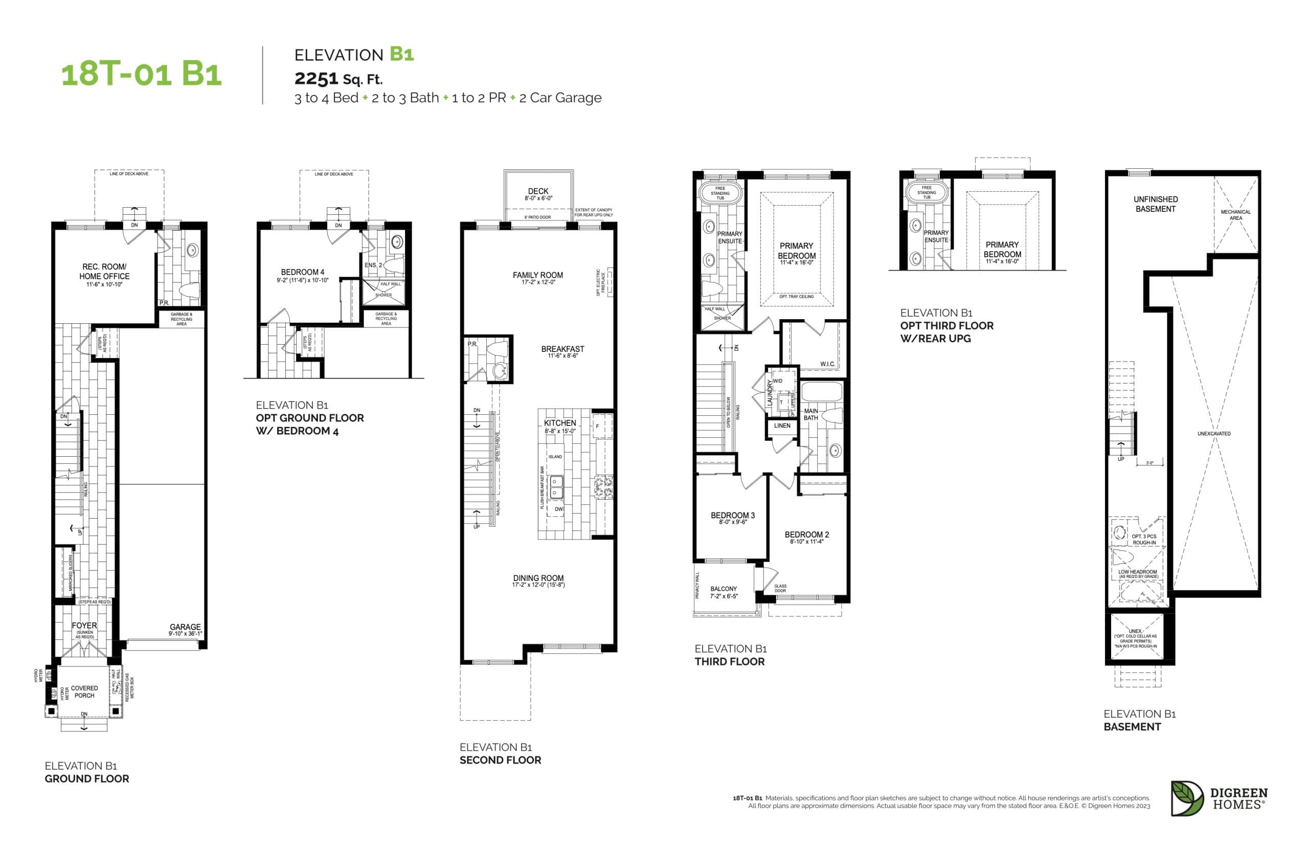 18T-01 B1 Floor Plan at NAVA Oakville Towns Phase 2 - 2251 sq.ft