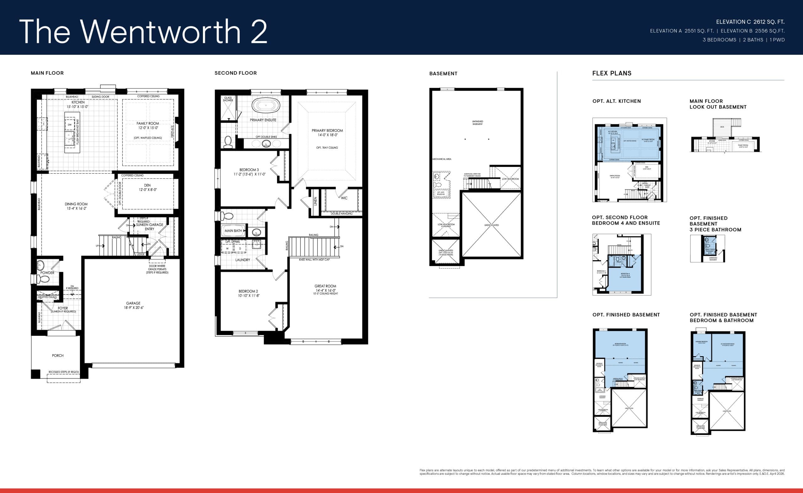 The Wentworth 2 Floor Plan at The Heights of Harmony East - 2551 sq.ft