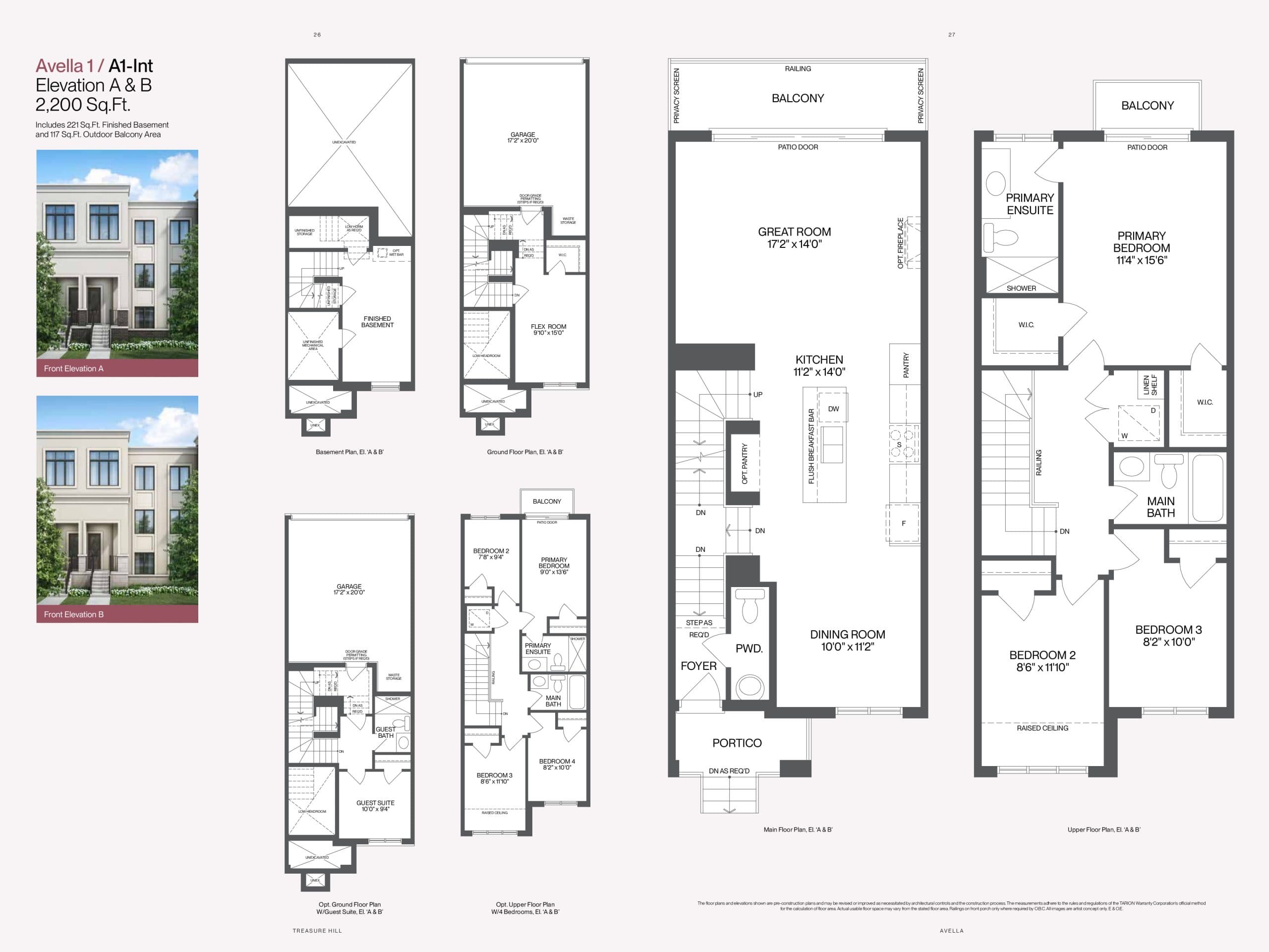 Avella 1 / A1-Int Floor Plan at Avella by Treasure Hill Homes - 2200 sq.ft