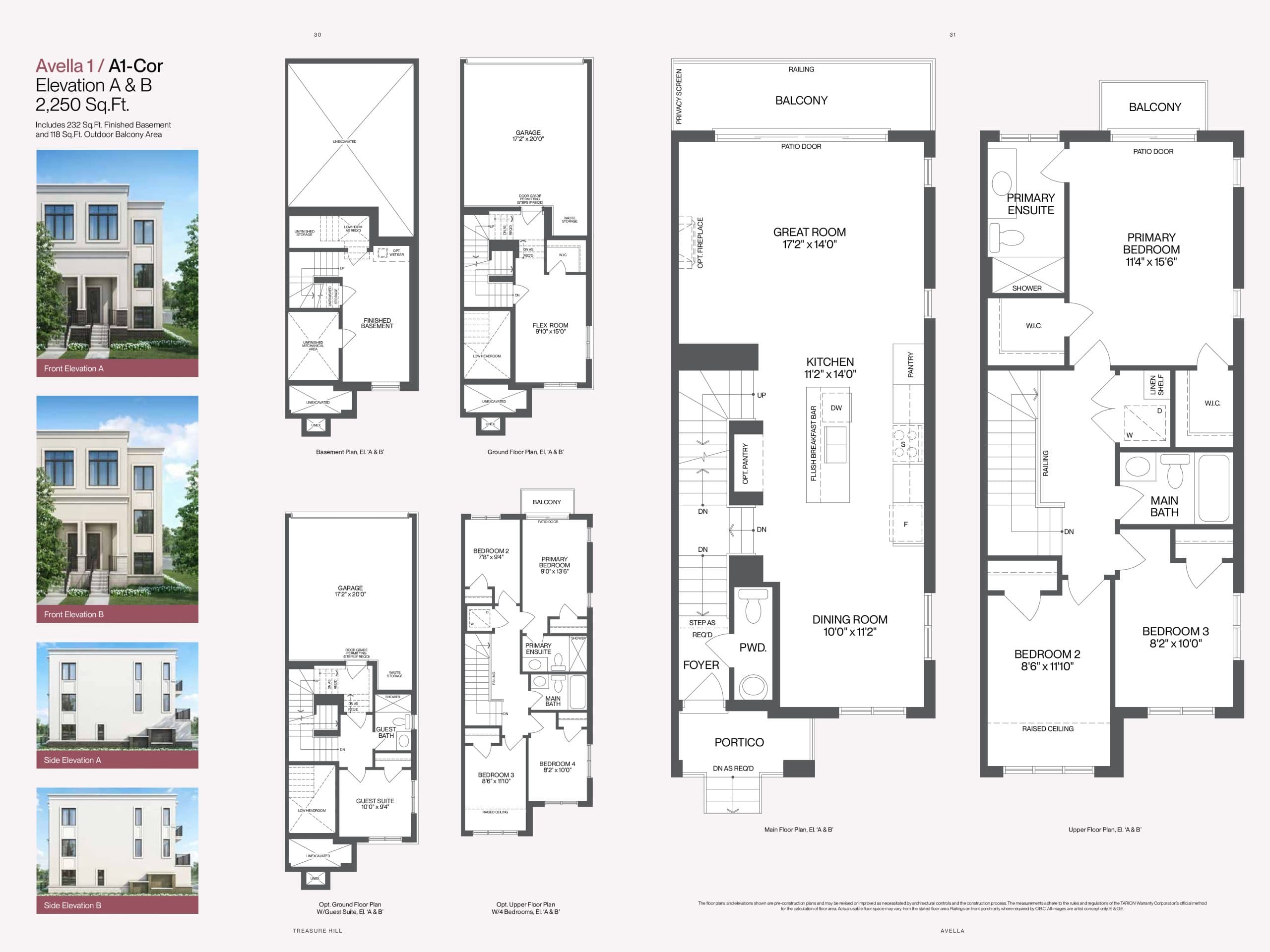 Avella 1 / A1-Cor Floor Plan at Avella by Treasure Hill Homes - 2250 sq.ft