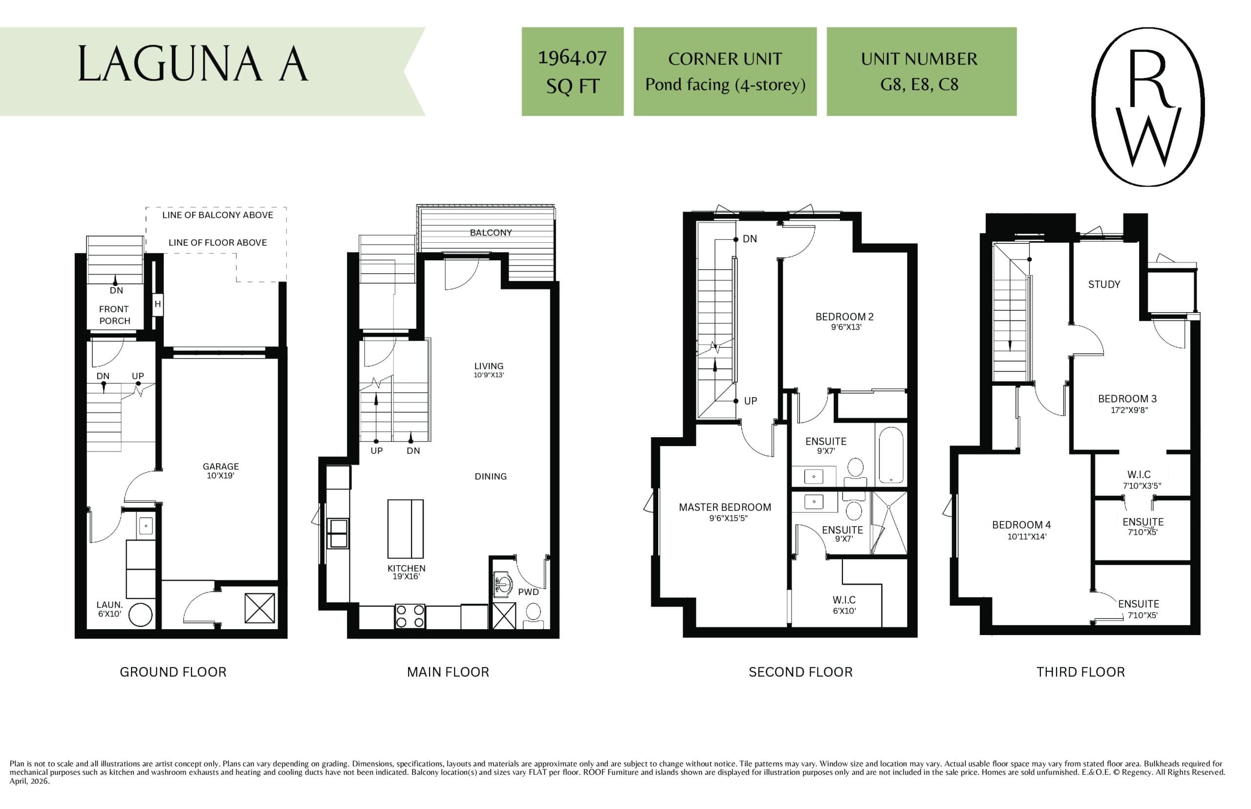 Laguna A Floor Plan at Rolling Woods Towns - 1964 sq.ft